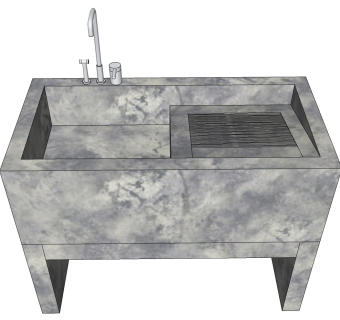 室外户外大理石石头洗手台 洗手池 水槽su草图模型下载