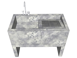 室外户外大理石石头洗手台 洗手池 水槽su草图模型下载