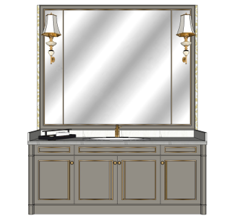 欧式法式美式法式简约浴室洁具用品  su草图模型下载