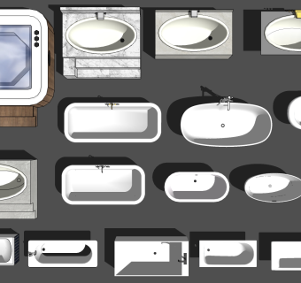 浴室洁具用品浴缸 按摩浴缸  su草图模型下载