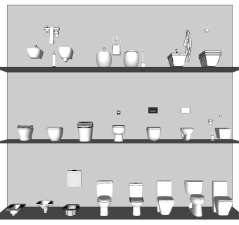 卫浴洁具蹲坑 抽水马桶 壁挂马桶  su草图模型下载