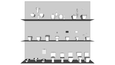 卫浴洁具蹲坑 抽水马桶 壁挂马桶  su草图模型下载
