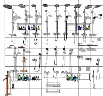 浴室洁具用具 用品 淋浴  su草图模型下载
