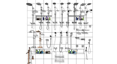 浴室洁具用具 用品 淋浴  su草图模型下载