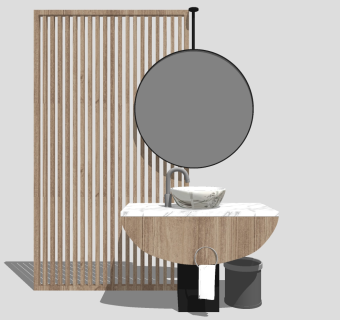 现代浴室柜， su草图模型下载