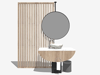 现代浴室柜， su草图模型下载