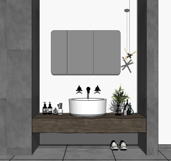 卫浴洗手台台盆 su草图模型下载