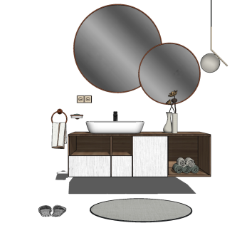 北欧现代洁具洗手台 su草图模型下载