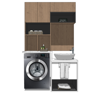 现代阳台洗衣机 su草图模型下载