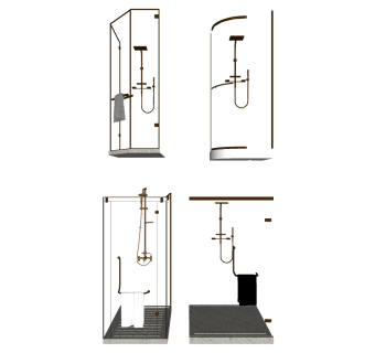 现代玻璃隔断 洗浴间  su草图模型下载