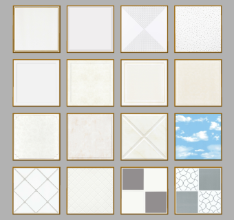 拼花天花吊顶， 集成吊顶，铝扣板su草图模型下载