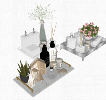 卫生间用品 香薰 摆件 ，洗漱用品su草图模型下载