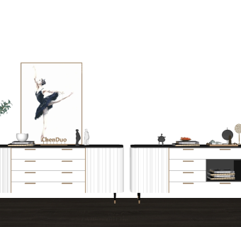 电视柜，边柜，摆件花瓶su草图模型下载