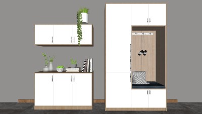 鞋柜装饰柜 储物柜子 衣柜 摆件 吊柜 su草图模型下载