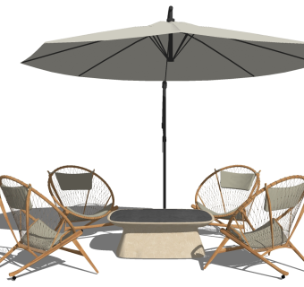 金属铁艺藤编编织单人休闲沙发椅子  su草图模型下载