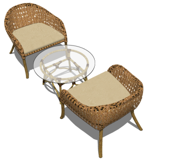 户外藤编编织竹藤制成单人休闲沙发椅子 su草图模型下载