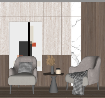 单人休闲沙发椅子 su草图模型下载