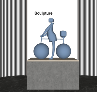 抽象雕塑 人物自行车 装饰摆件su草图模型下载