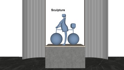 抽象雕塑 人物自行车 装饰摆件su草图模型下载