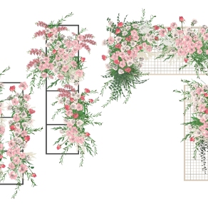 植物金属架子鲜花植物墙美陈su草图模型下载
