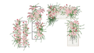 植物金属架子鲜花植物墙美陈su草图模型下载