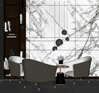 轻奢休闲单人沙发洽谈沙发su草图模型下载