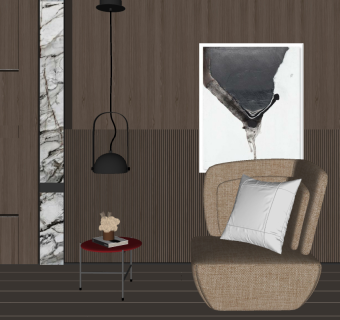 意大利EmmeBiSOHO单椅 单人休闲沙发椅子 su草图模型下载