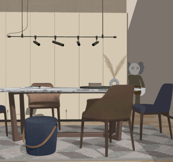 餐桌椅子 墩子 路易斯摆件su草图模型下载