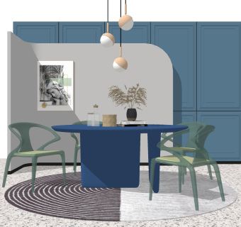 北欧现代简约餐桌，椅子，摆件su草图模型下载