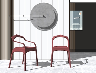 新中式单人休闲椅子，<em>餐椅</em>su草图模型下载