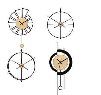 现代金属挂钟挂钟，石英钟，钟表su草图模型下载