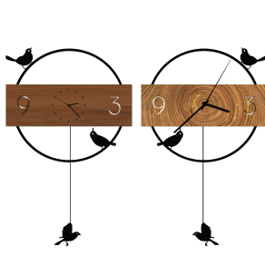 铁艺小鸟木质挂钟，石英钟，钟表su草图模型下载