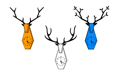 北欧鹿角钟表挂钟，石英钟，钟表挂饰su草图模型下载