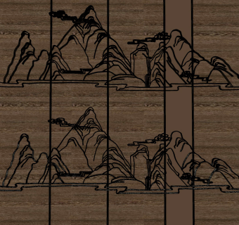 新中式铁艺金属山脉铁艺，墙饰，挂饰挂件su草图模型下载