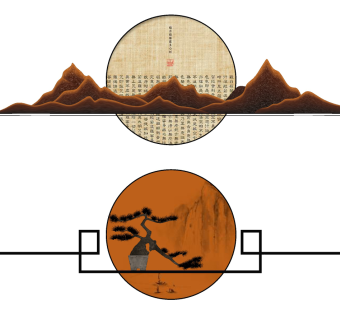 新中式禅意山脉挂件，墙饰，挂饰su草图模型下载