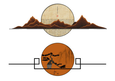 新中式禅意山脉挂件，墙饰，挂饰su草图模型下载