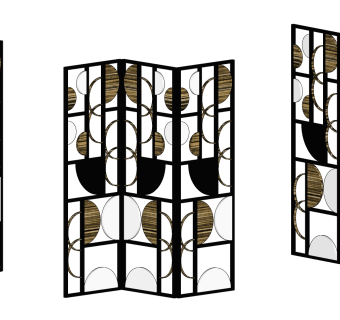 现代金属屏风，隔断su草图模型下载