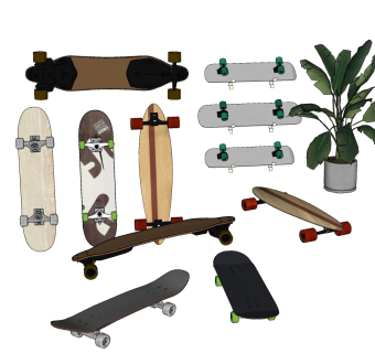 滑板车组合su草图模型下载