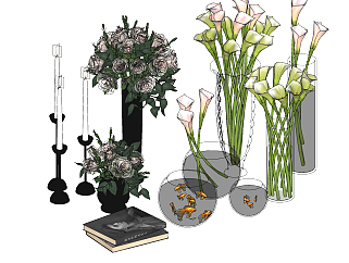 欧式花瓶，插花，花艺，su草图模型下载