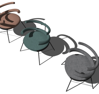 单人休闲圈椅组合su草图模型下载