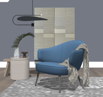 现代单人休闲椅子，su草图模型下载