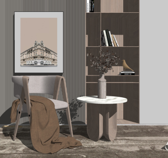 现代单人休闲椅，椅子su草图模型下载