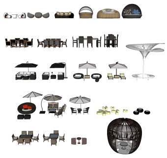 室外户外特色单人椅子 su草图模型下载