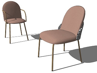 单人休闲椅，椅子su草图模型下载