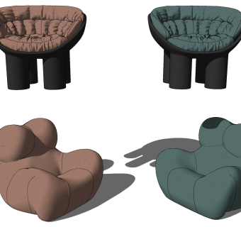 时尚休闲椅，儿童单人沙发懒人沙发su草图模型下载