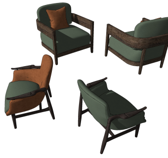 单人休闲沙发椅子，su草图模型下载