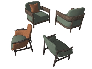 单人休闲沙发椅子，su草图模型下载