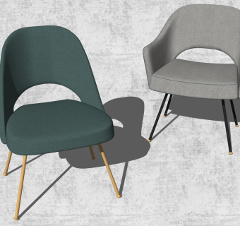 布艺单人休闲椅子，餐椅su草图模型下载