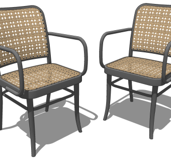 室外户外藤编编织休闲椅，餐椅su草图模型下载