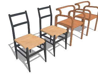 新中式<em>木制</em>单人休闲椅子，组合su草图模型下载